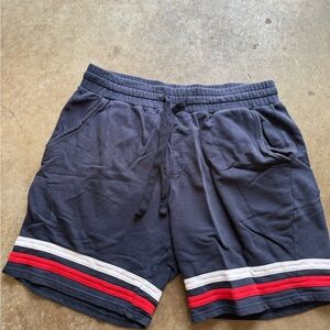 Men's Black and Red Striped Shorts